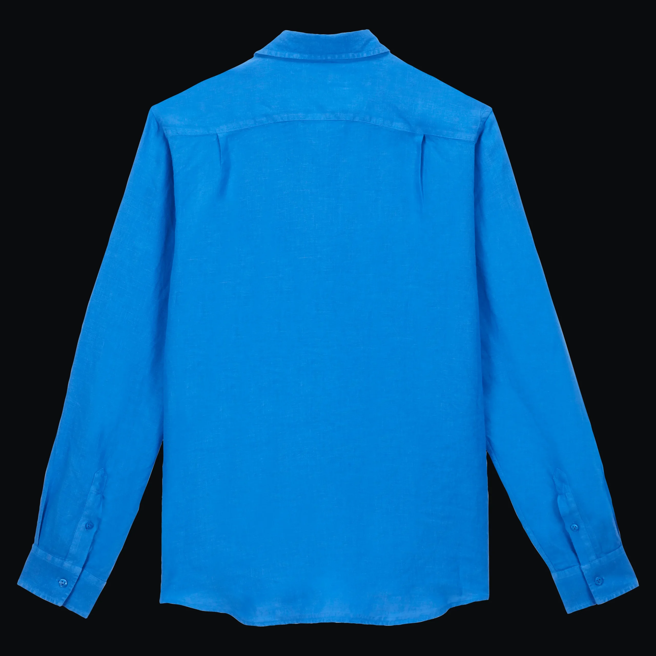 Flash Sale Vilebrequin Men Linen Shirt Solid Earthenware/Blue