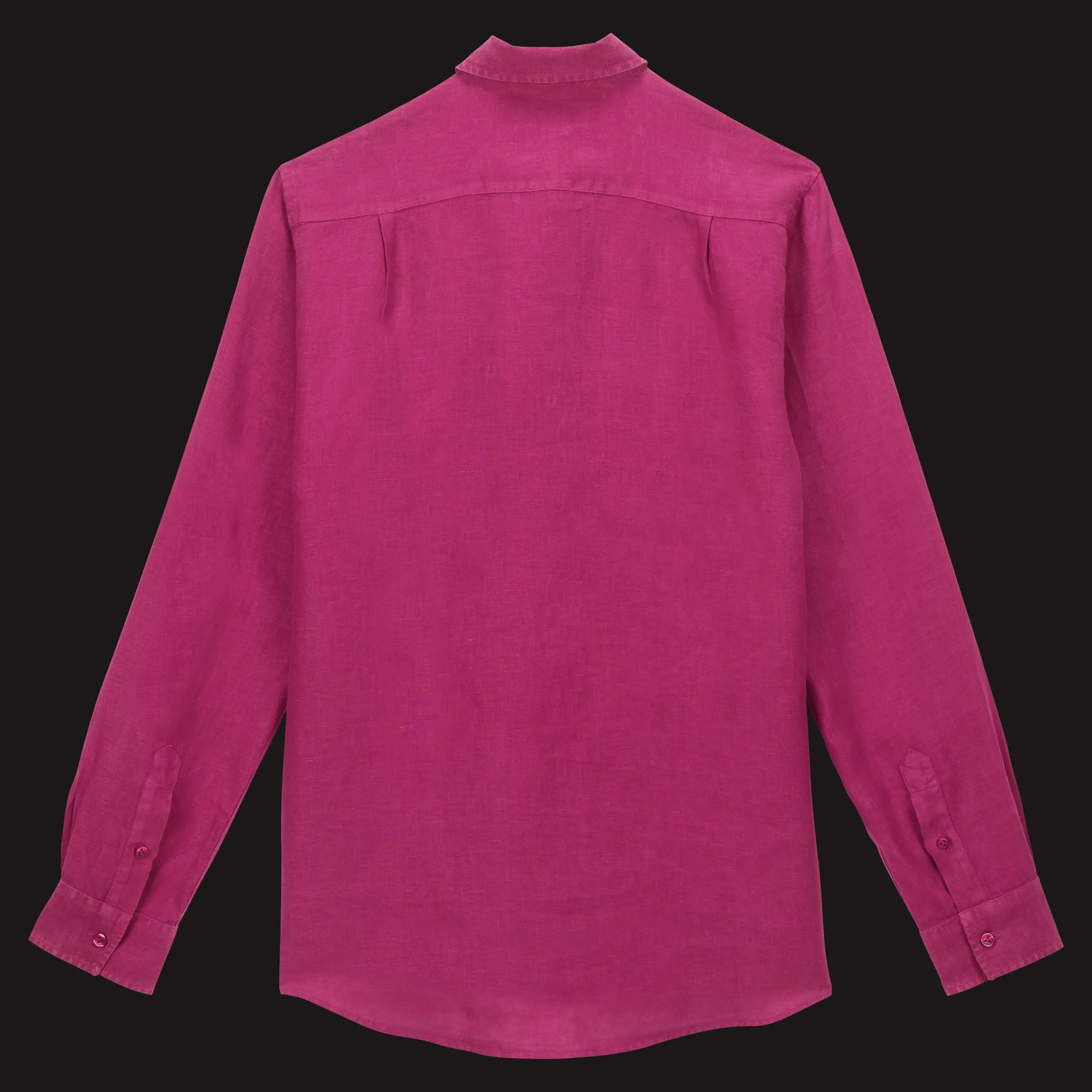 Store Vilebrequin Men Linen Shirt Solid Crimson Purple/Red