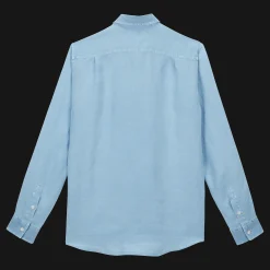 Cheap Vilebrequin Men Linen Shirt Solid Source/Blue