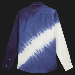 Cheap Vilebrequin Men Linen Shirt Tie & Dye Earthenware/Blue
