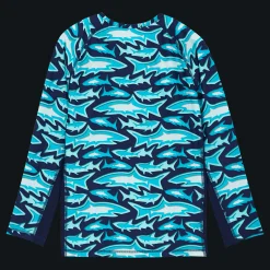 Fashion Vilebrequin Men Long Sleeves Rashguard Requins 3D Navy/Blue