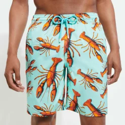 Cheap Vilebrequin Men Long Swim Trunks Lobster Lagoon/Blue