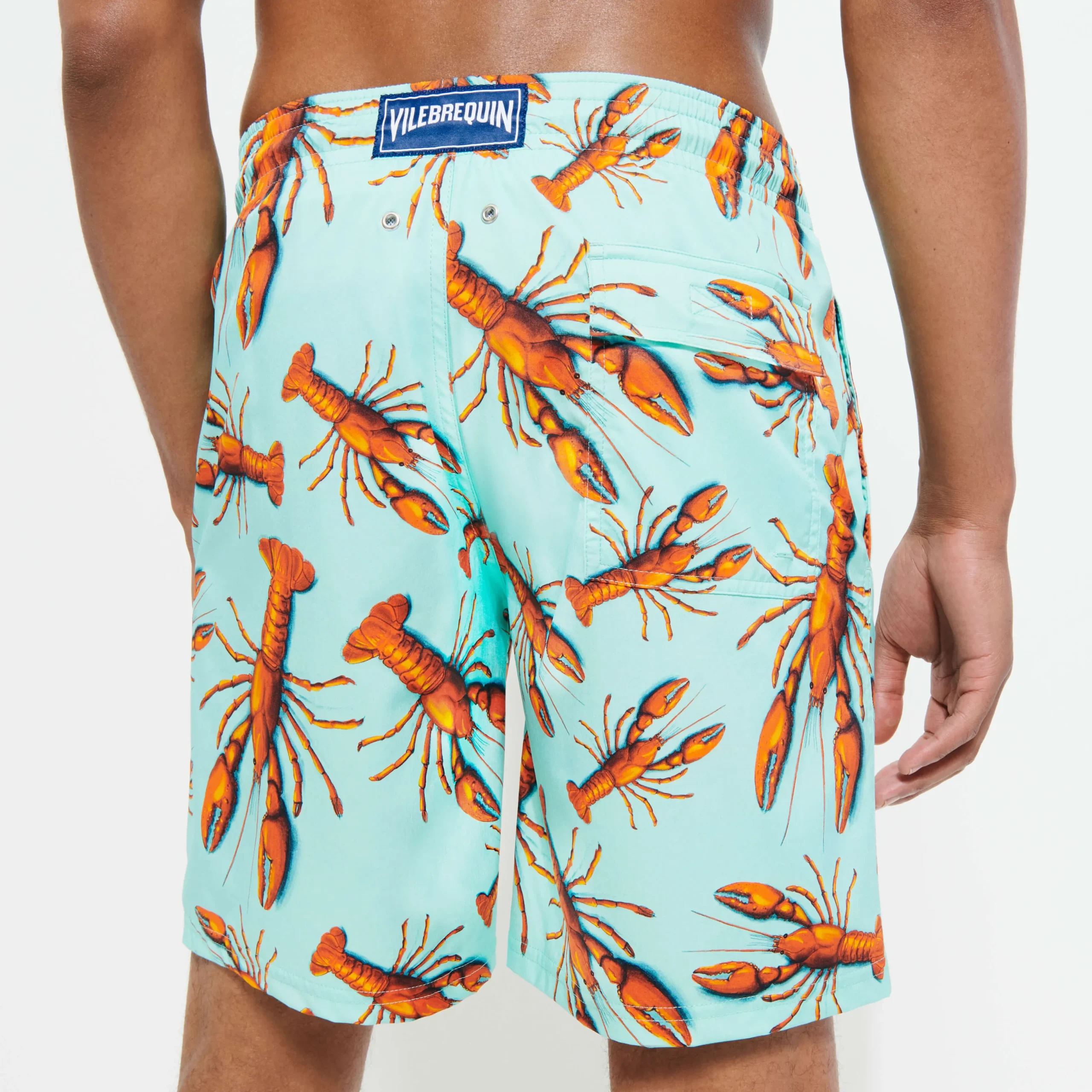 Cheap Vilebrequin Men Long Swim Trunks Lobster Lagoon/Blue