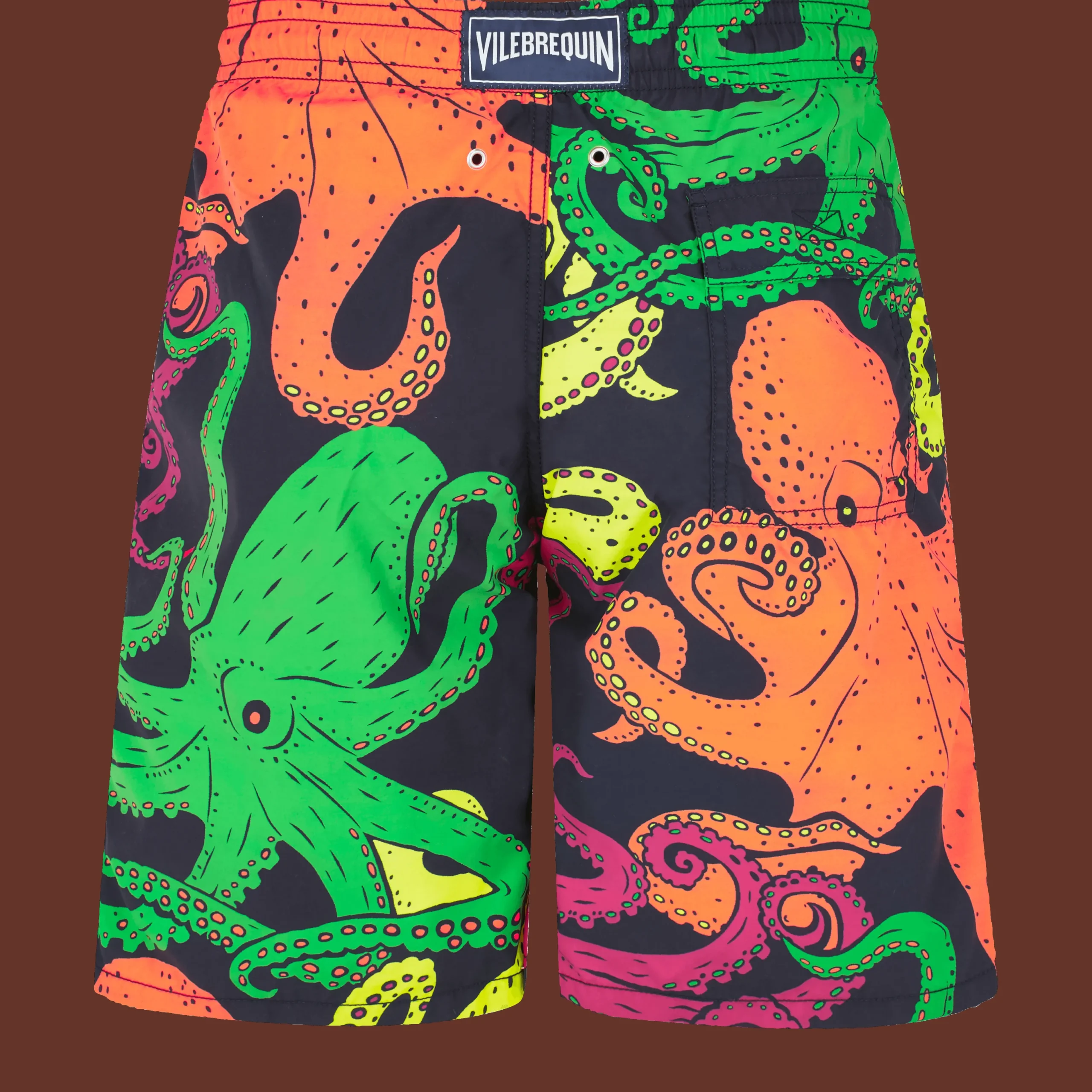 Fashion Vilebrequin Men Long Swim Trunks Macro Octopussy Navy/Blue