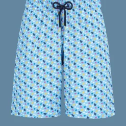 Cheap Vilebrequin Men Long Swim Trunks Micro Ronde Des Tortues Rainbow Divine/Blue