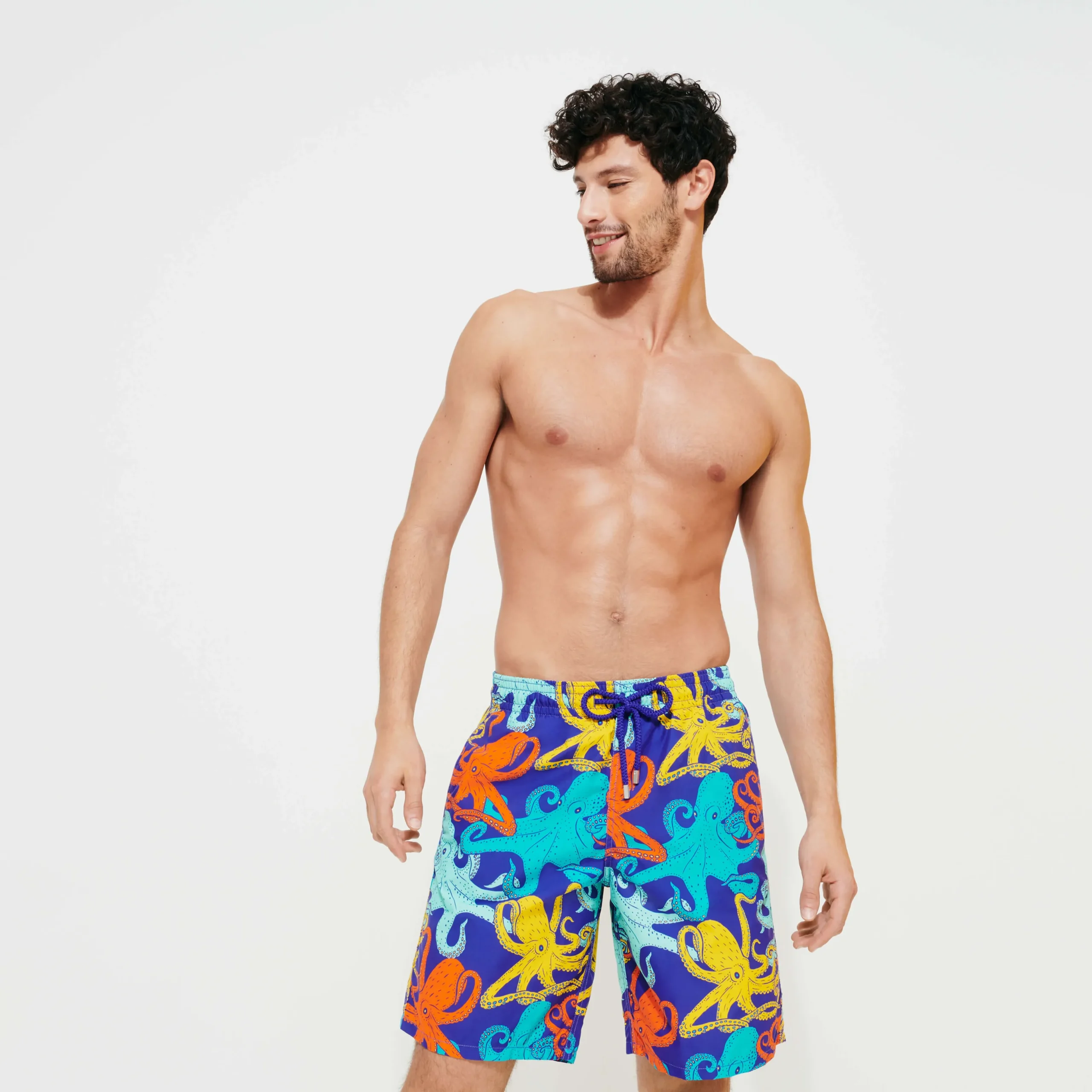 Hot Vilebrequin Men Long Swim Trunks Octopussy Purple Blue/Blue