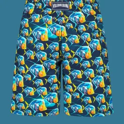 New Vilebrequin Men Long Swim Trunks Piranhas Navy/Blue