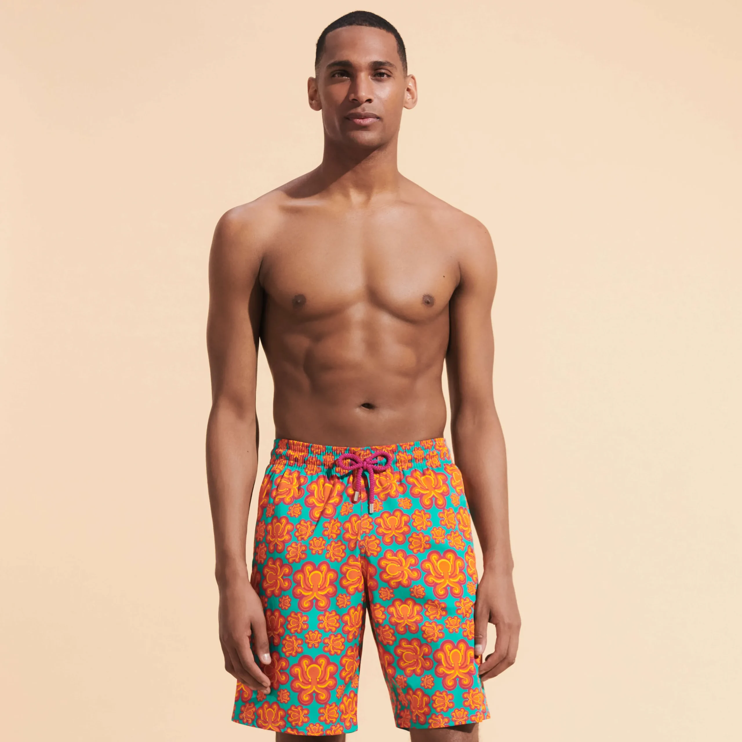Clearance Vilebrequin Men Long Swim Trunks Poulpes Neon Tropezian Green/Green