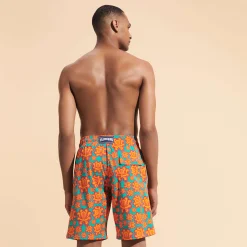 Clearance Vilebrequin Men Long Swim Trunks Poulpes Neon Tropezian Green/Green