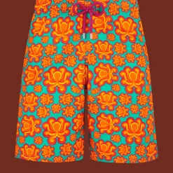 Clearance Vilebrequin Men Long Swim Trunks Poulpes Neon Tropezian Green/Green