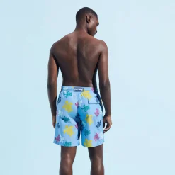 Outlet Vilebrequin Men Long Swim Trunks Ronde Des Tortues Multicolores Divine/Blue