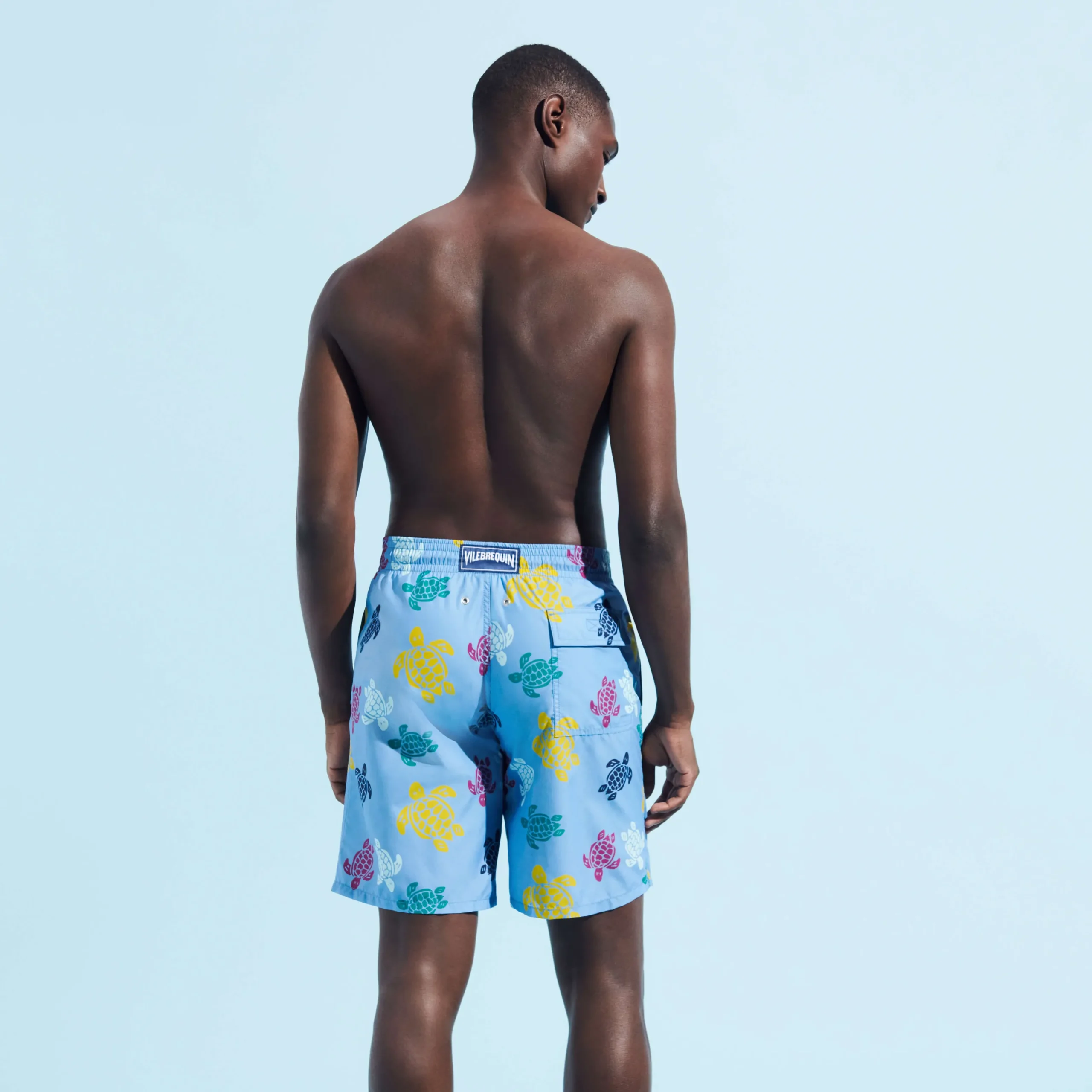 Outlet Vilebrequin Men Long Swim Trunks Ronde Des Tortues Multicolores Divine/Blue