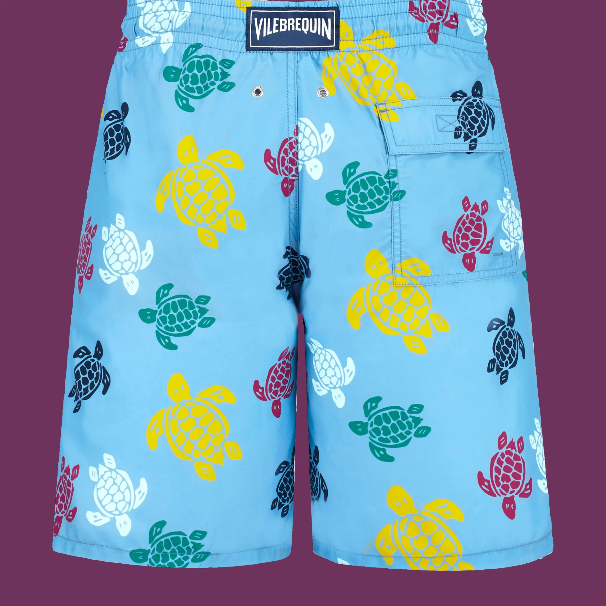 Outlet Vilebrequin Men Long Swim Trunks Ronde Des Tortues Multicolores Divine/Blue