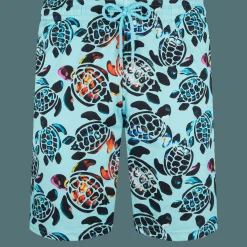 Cheap Vilebrequin Men Long Swim Trunks Screen Turtles Lagoon/Blue