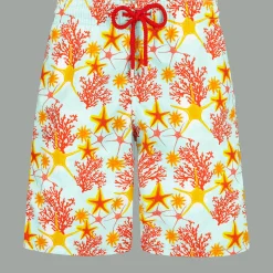 Online Vilebrequin Men Long Swim Trunks Starlettes & Coraux Thalassa/Blue