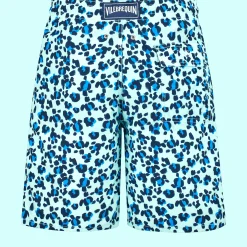 New Vilebrequin Men Long Swim Trunks Turtles Leopard Thalassa/Blue