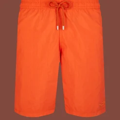 Flash Sale Vilebrequin Men Long Swim Trunks Water-Reactive Requins 3D Rust/Orange
