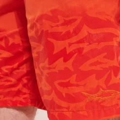 Flash Sale Vilebrequin Men Long Swim Trunks Water-Reactive Requins 3D Rust/Orange