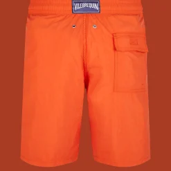 Flash Sale Vilebrequin Men Long Swim Trunks Water-Reactive Requins 3D Rust/Orange