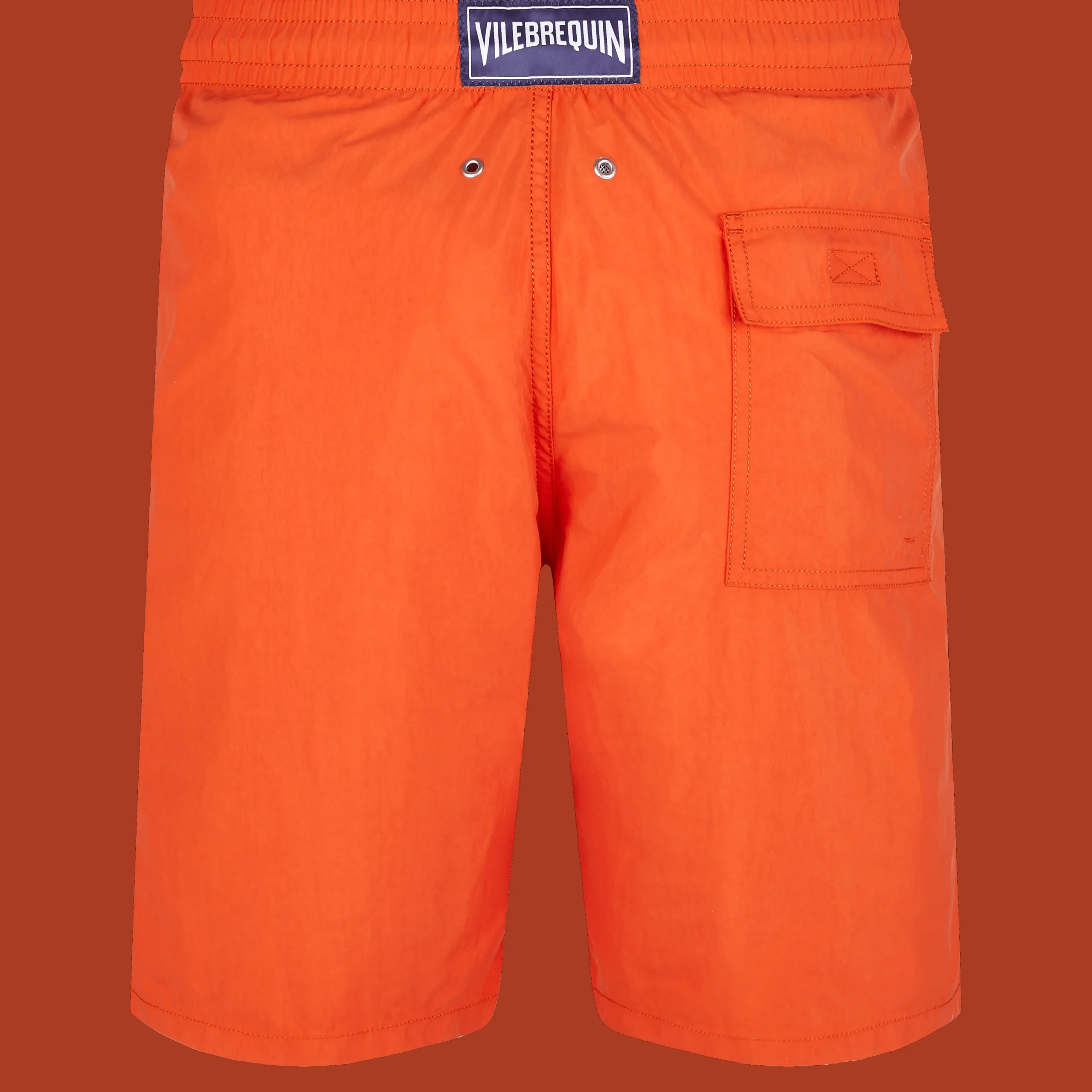 Flash Sale Vilebrequin Men Long Swim Trunks Water-Reactive Requins 3D Rust/Orange