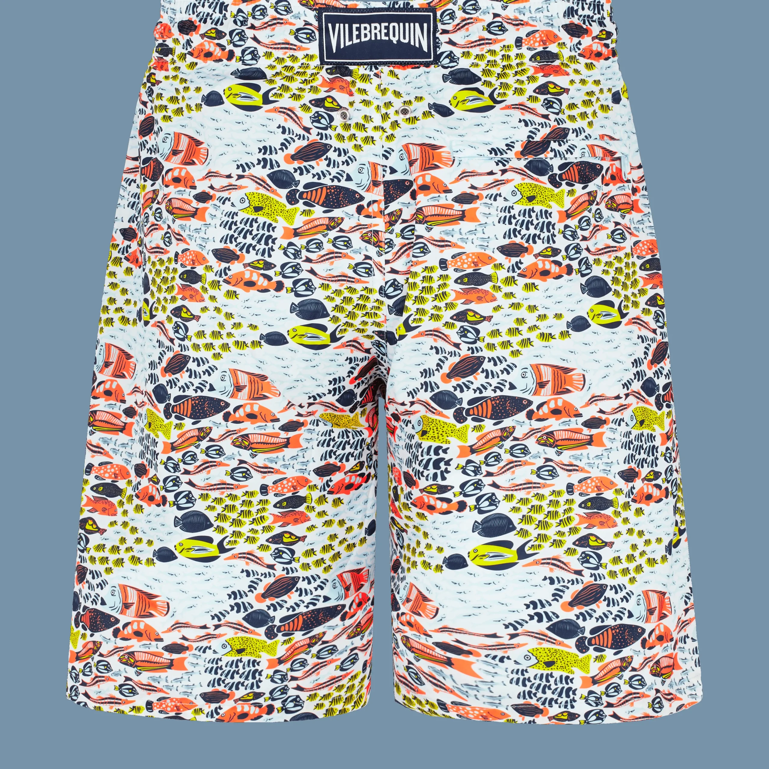 Cheap Vilebrequin Men Long Swimwear Utra-Light And Packable Fish Family White/White