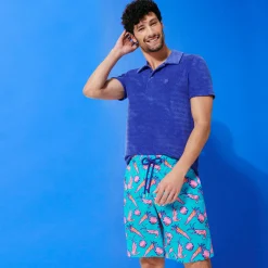 Outlet Vilebrequin Men Long Ultra-Light And Packable Swim Trunks Crevettes Et Poissons Curacao/Blue