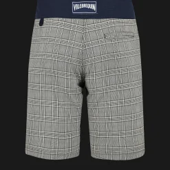 Online Vilebrequin Men Merinos Wool Long Swim Trunks Prince De Galles Navy/Blue