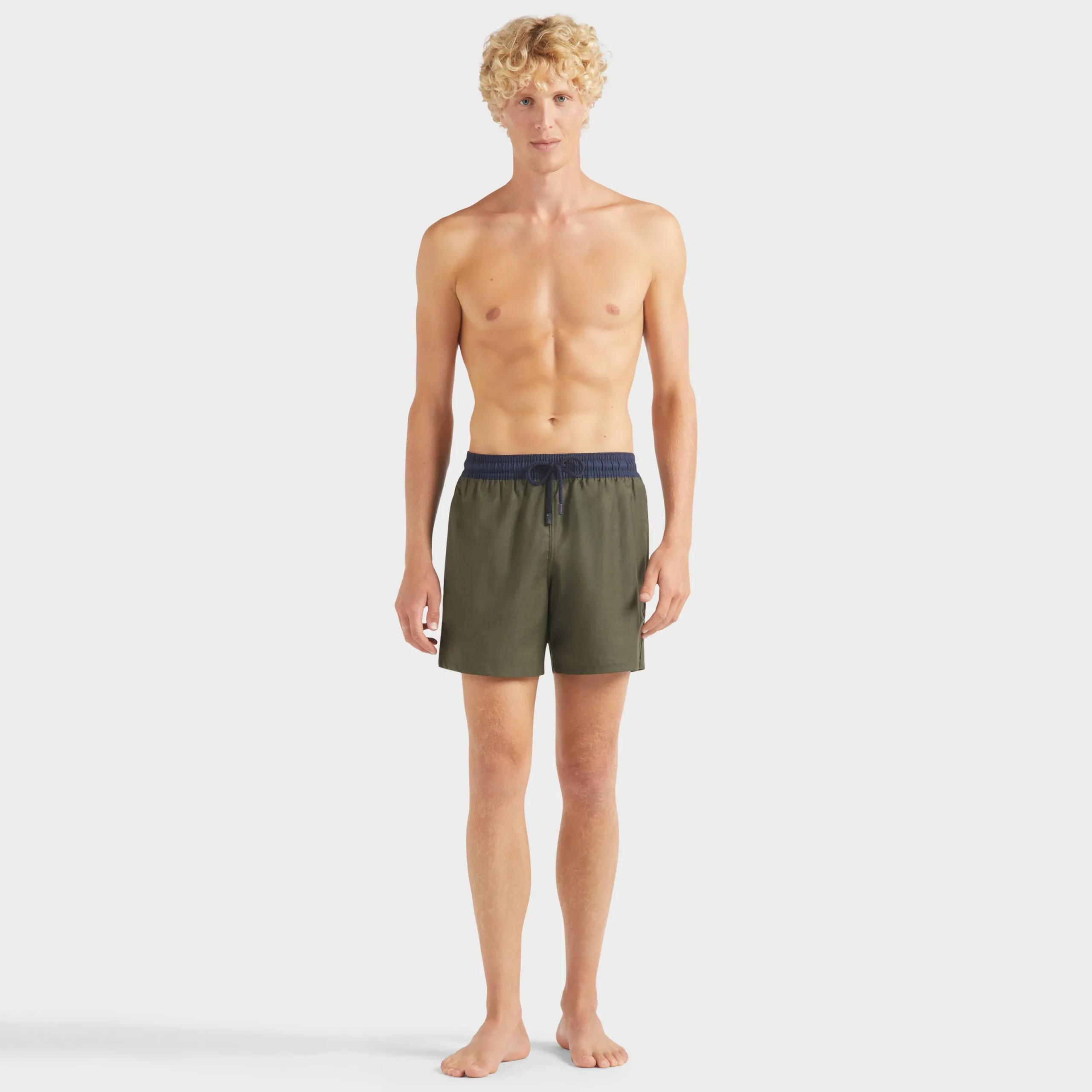 Cheap Vilebrequin Men Merinos Wool Swim Trunks Bicolore Olive Heather/Green