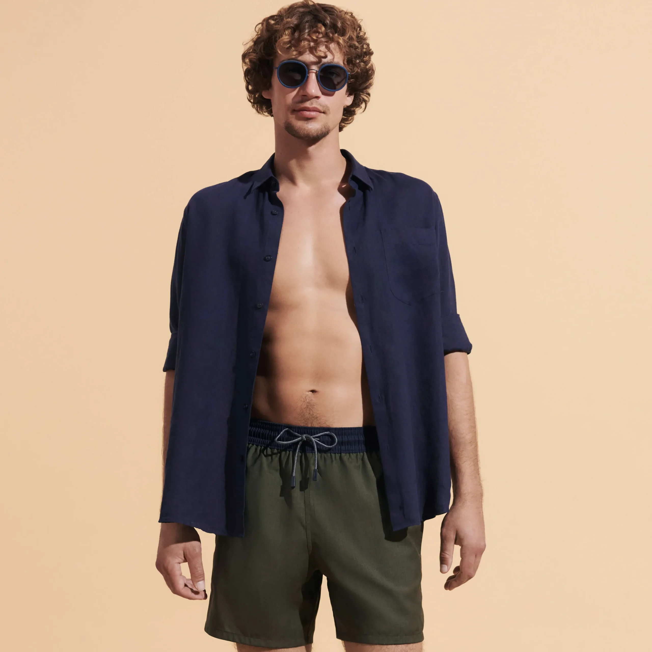 Cheap Vilebrequin Men Merinos Wool Swim Trunks Bicolore Olive Heather/Green