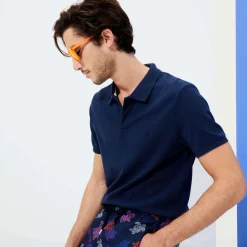 Hot Vilebrequin Men Organic Cotton Pique Polo Shirt Solid Navy/Blue