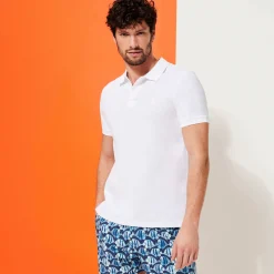 Clearance Vilebrequin Men Organic Cotton Pique Polo Shirt Solid White/White