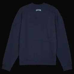 New Vilebrequin Men Organic Cotton Sweatshirt Piranhas Navy/Blue