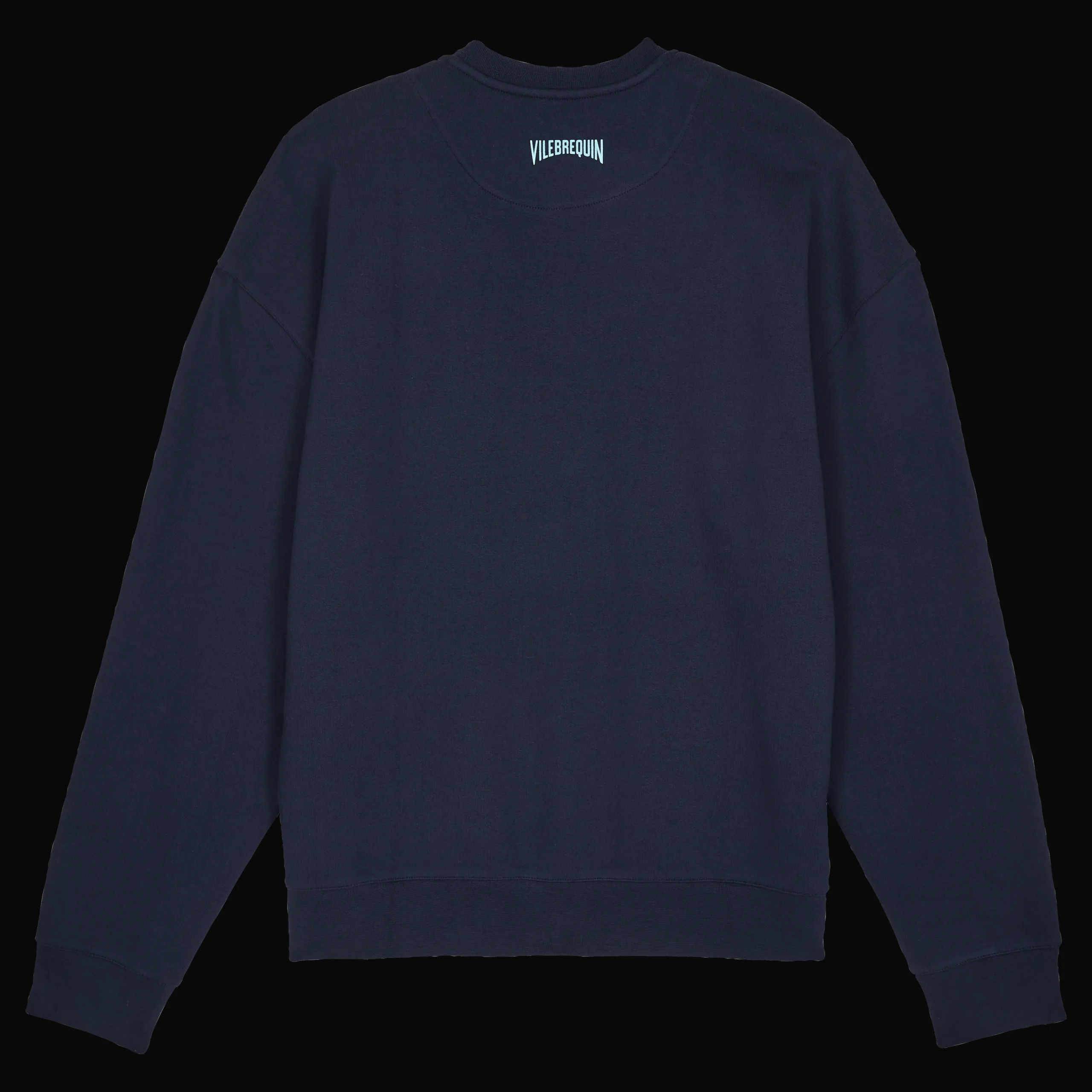 New Vilebrequin Men Organic Cotton Sweatshirt Piranhas Navy/Blue