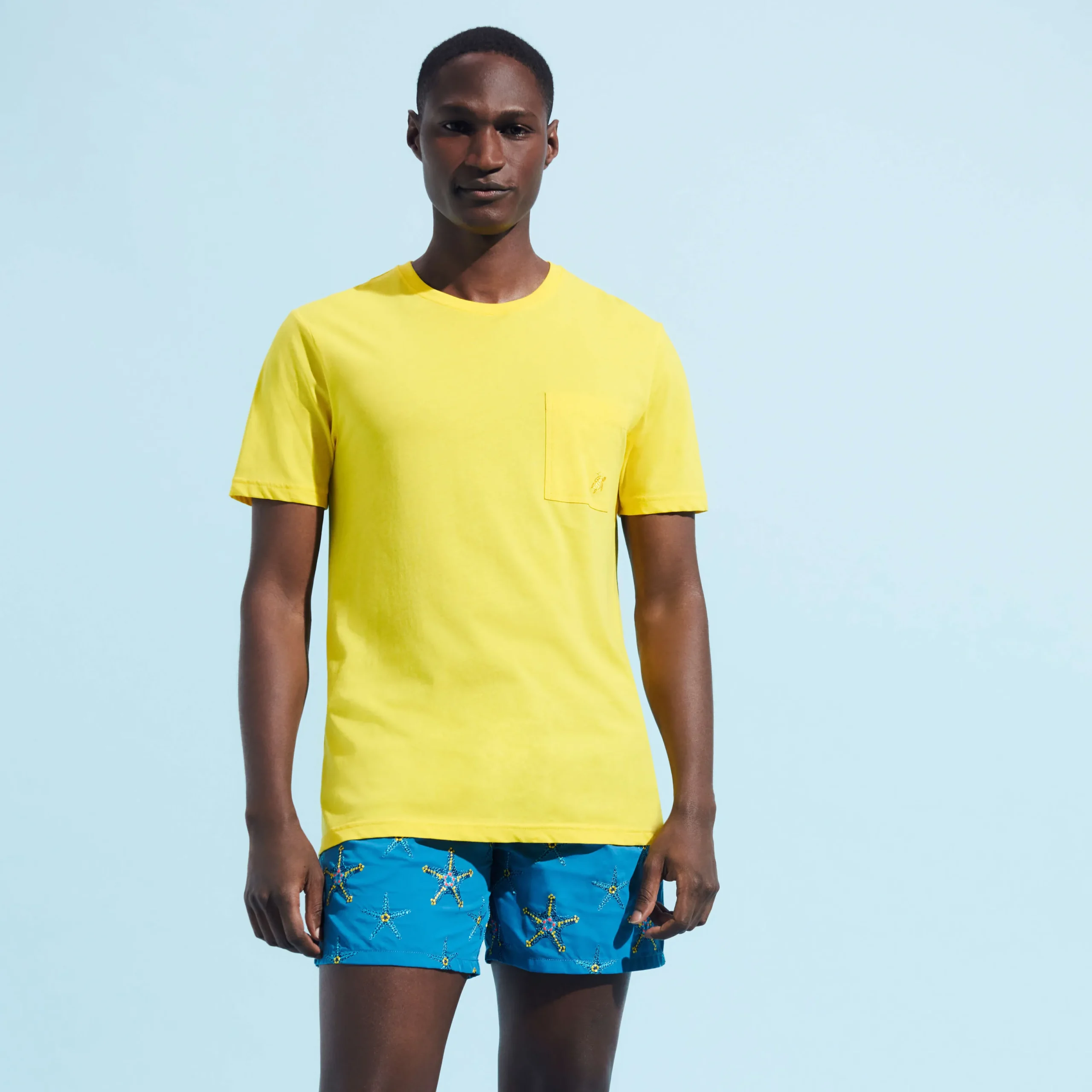 Outlet Vilebrequin Men Organic Cotton T-Shirt Solid Sun/Yellow