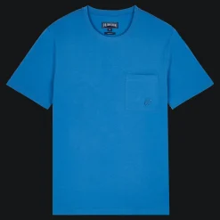 Sale Vilebrequin Men Organic Cotton T-Shirt Solid Earthenware/Blue
