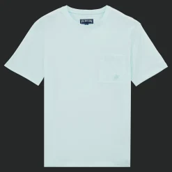 Outlet Vilebrequin Men Organic Cotton T-Shirt Solid Glacier/Blue