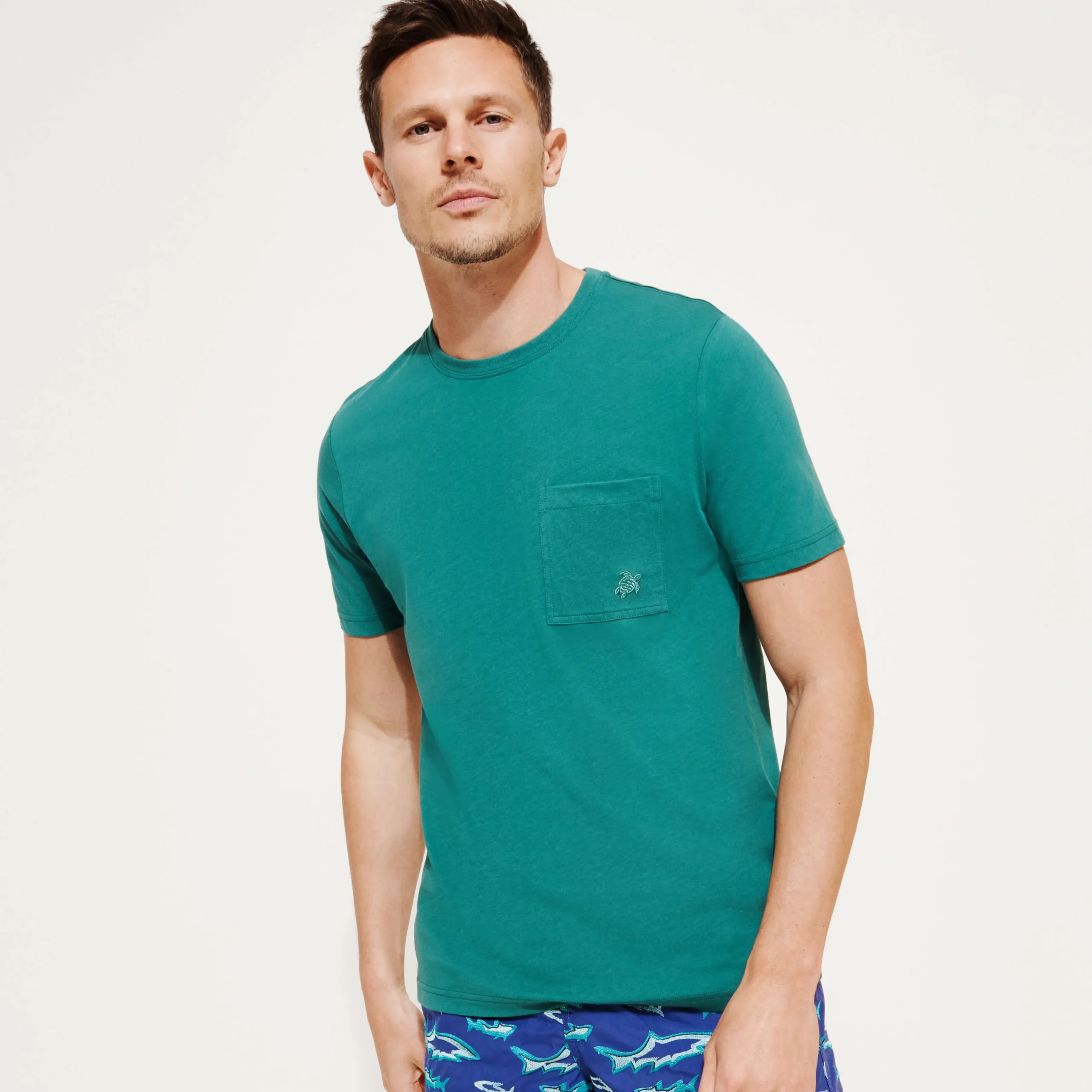 Hot Vilebrequin Men Organic Cotton T-Shirt Solid Linden/Green