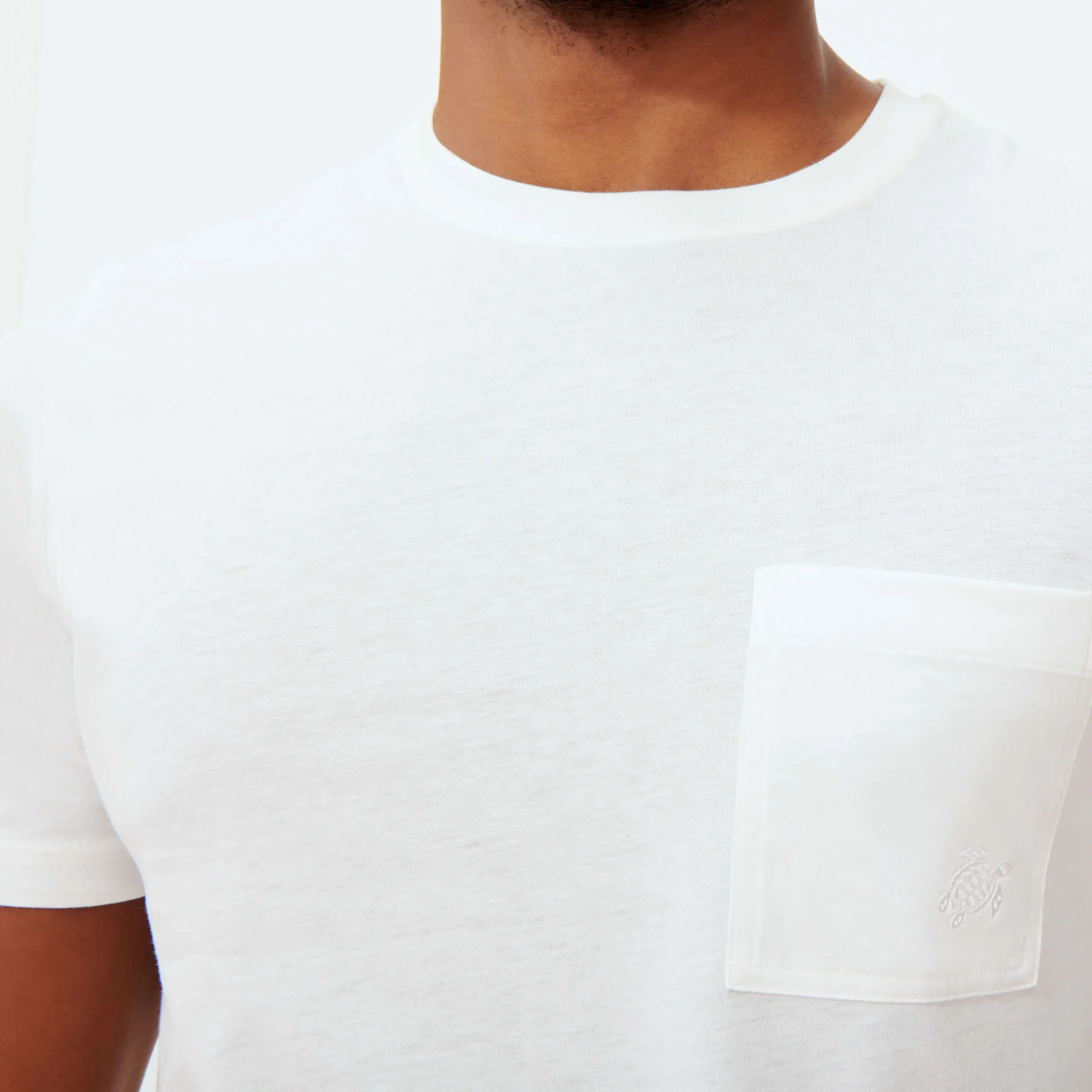 Outlet Vilebrequin Men Organic Cotton T-Shirt Solid Chalk/Beige