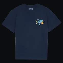 Shop Vilebrequin Men Organic Cotton T-Shirt Piranhas Navy/Blue
