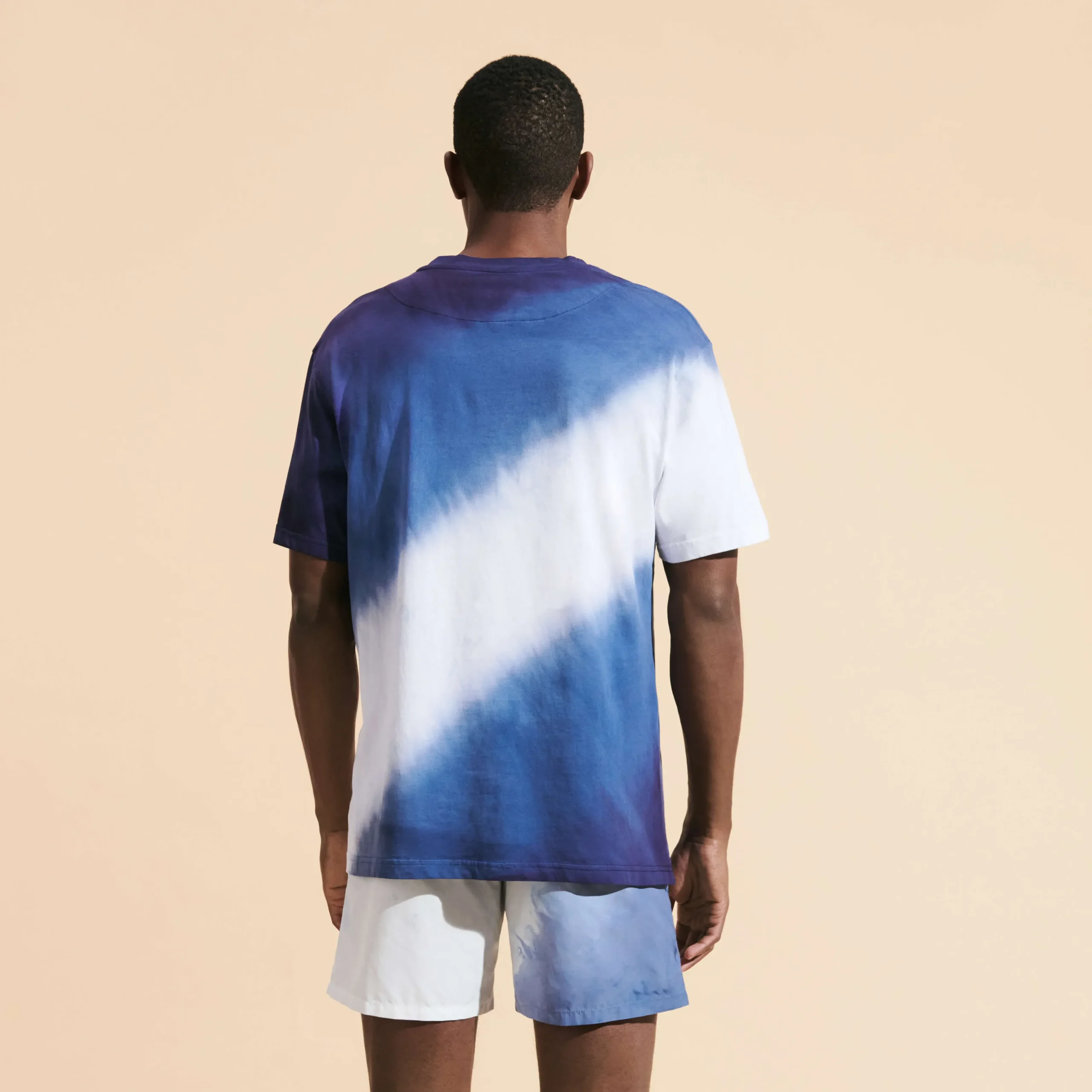 New Vilebrequin Men Organic Cotton T-Shirt Tie & Dye Earthenware/Blue