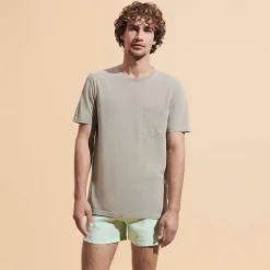 Outlet Vilebrequin Men Organic Cotton T-Shirt Solid Eucalyptus/Green
