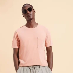 Flash Sale Vilebrequin Men Organic Cotton T-Shirt Solid Pottery/Orange
