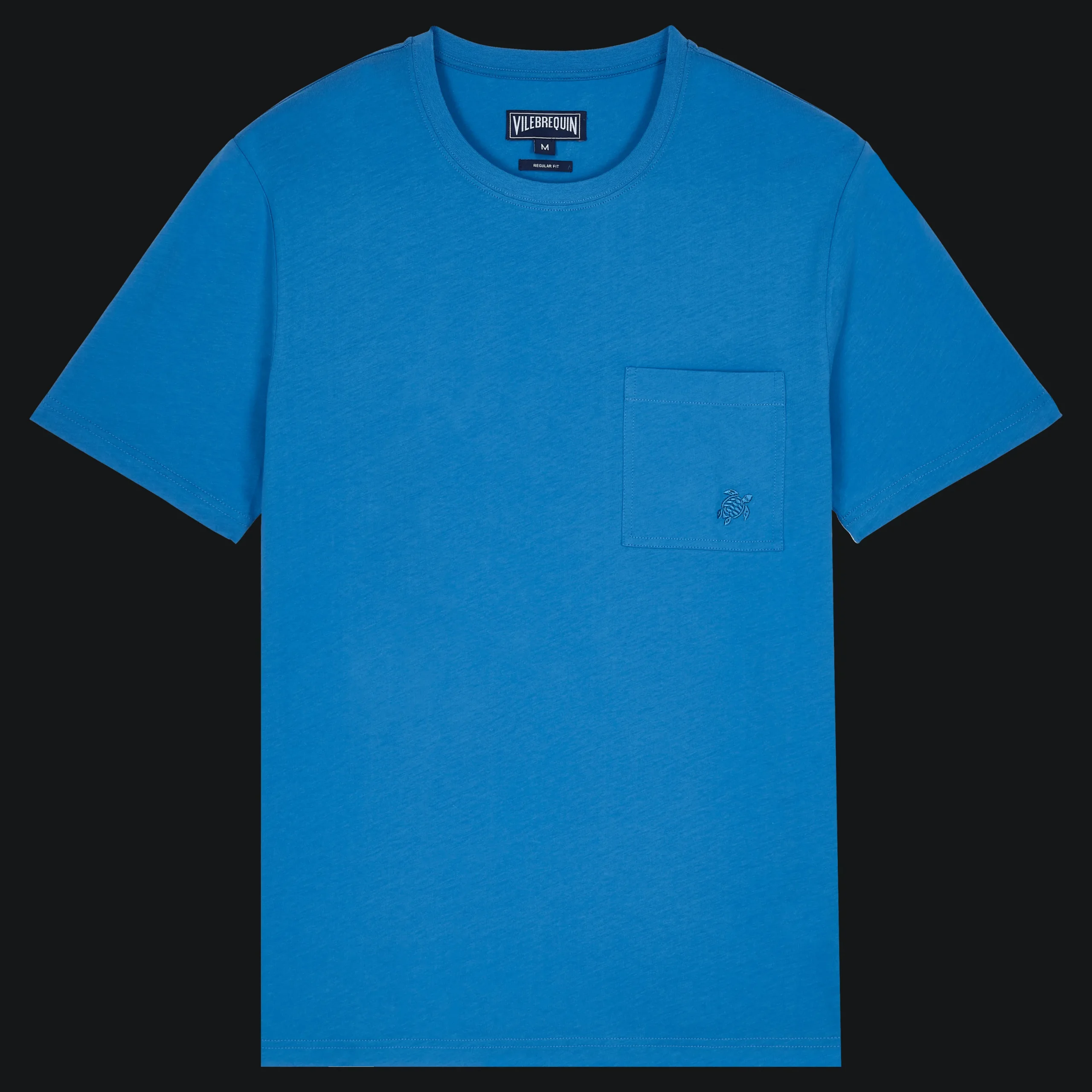 Best Vilebrequin Men Organic Cotton T-Shirt Solid Earthenware/Blue