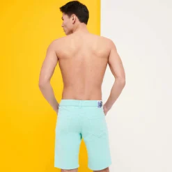 Sale Vilebrequin Men 5-Pocket Corduroy 2000 Lines Bermuda Shorts Lagoon/Blue
