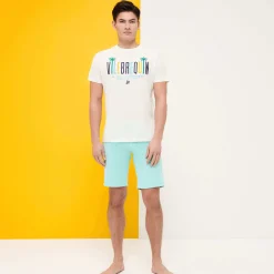 Sale Vilebrequin Men 5-Pocket Corduroy 2000 Lines Bermuda Shorts Lagoon/Blue