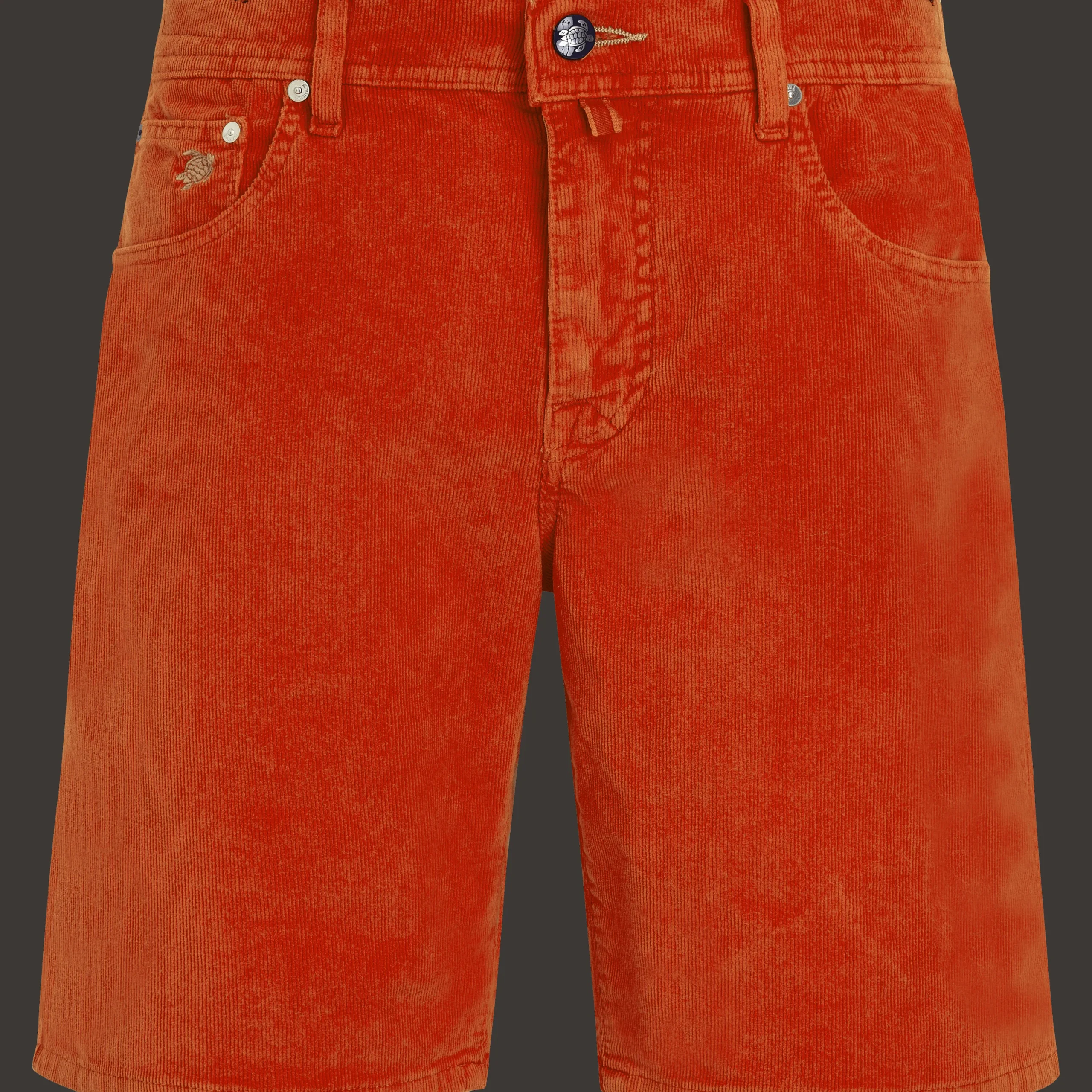 Fashion Vilebrequin Men 5-Pocket Corduroy 2000 Lines Bermuda Shorts Tomato/Red