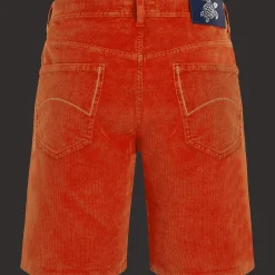 Fashion Vilebrequin Men 5-Pocket Corduroy 2000 Lines Bermuda Shorts Tomato/Red
