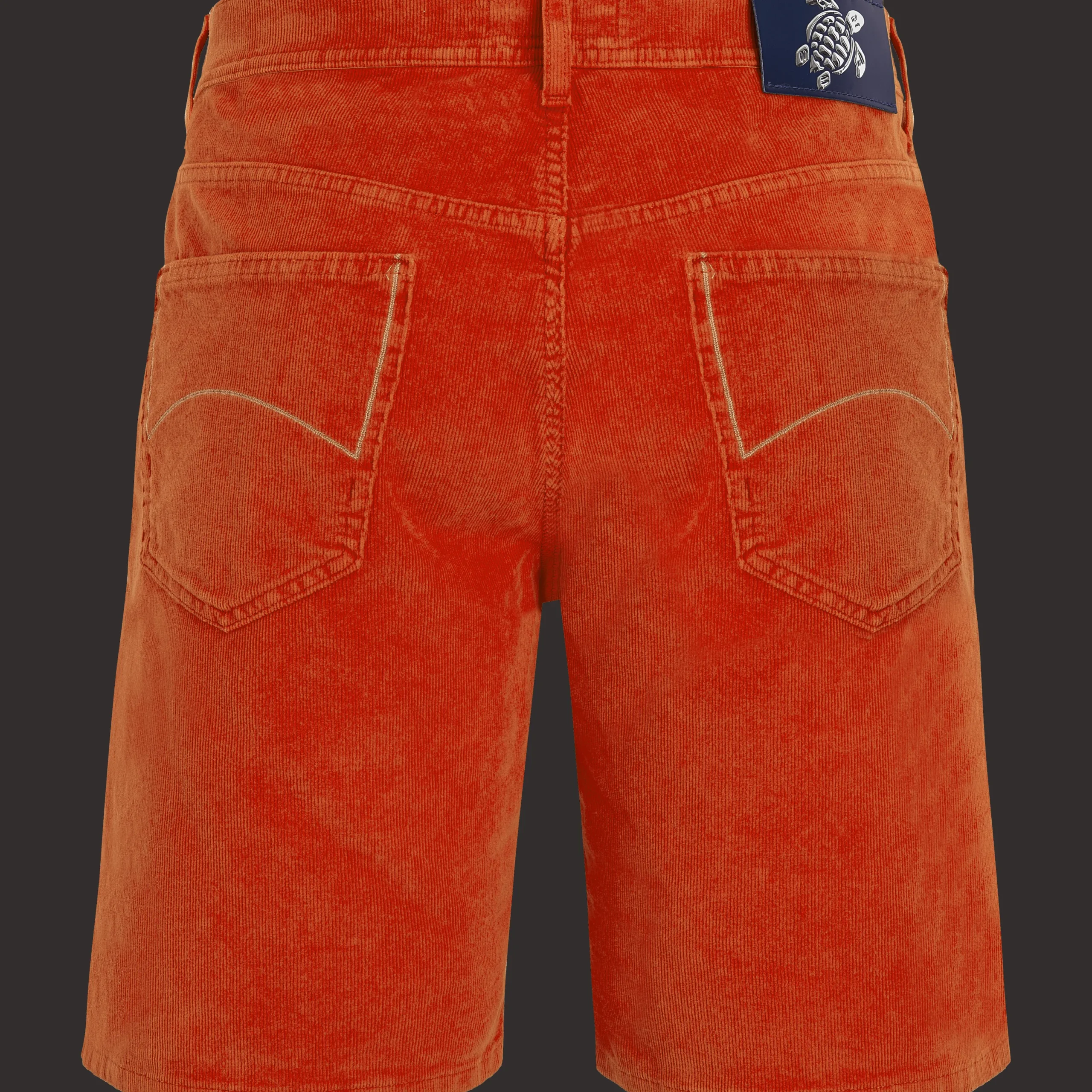 Fashion Vilebrequin Men 5-Pocket Corduroy 2000 Lines Bermuda Shorts Tomato/Red