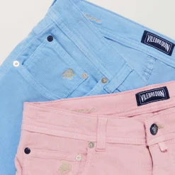 Store Vilebrequin Men 5-Pocket Corduroy 2000 Lines Bermuda Shorts Pastel/Blue