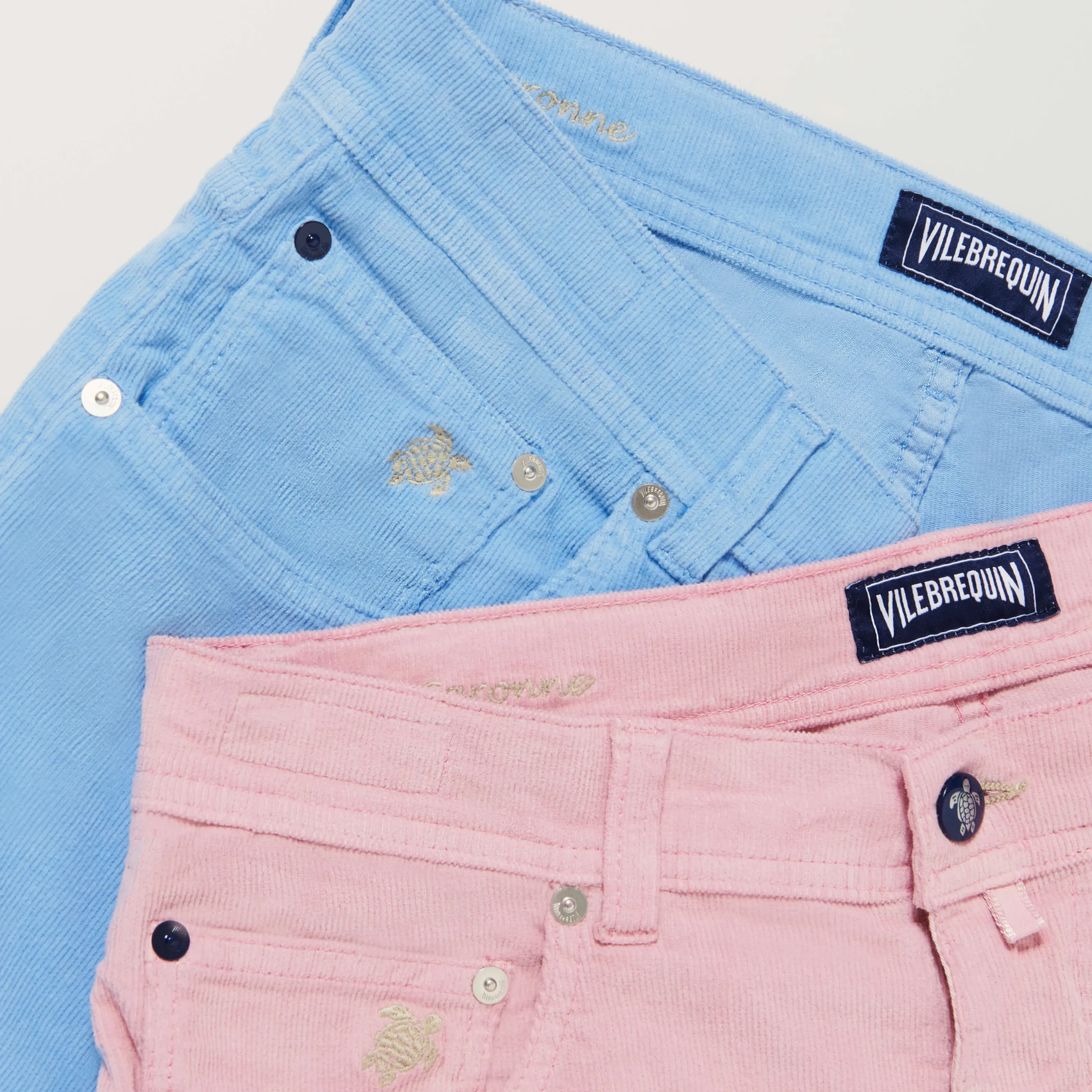 Store Vilebrequin Men 5-Pocket Corduroy 2000 Lines Bermuda Shorts Pastel/Blue